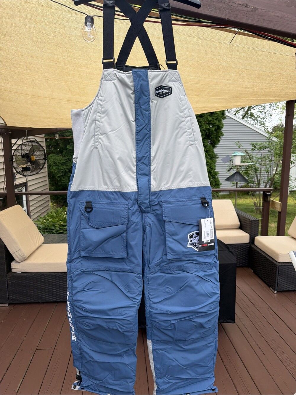 StrikeMaster Surface Ice Fishing Bibs Mens SOS Floatation 2XL Blue/Gray NWT